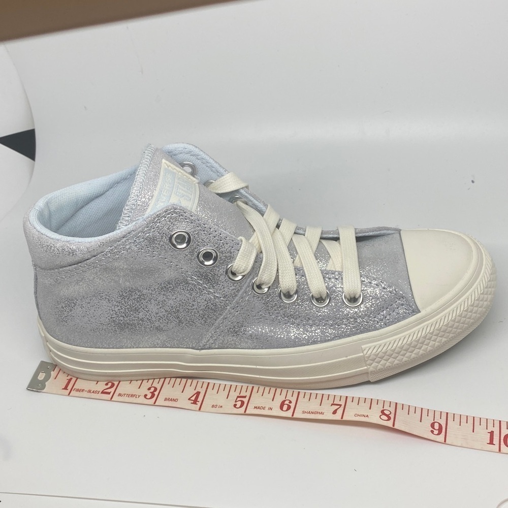 Converse CTAS Madison Mid Sneakers Women’s 6.5 Silver Metallic Suede - Picture 10 of 11